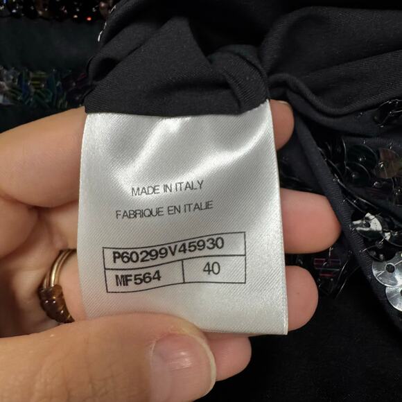 NWT Chanel Black Sequin Embellished Sleeveless Hooded Zip Up Vest Womens 6 - Picture 5 of 9